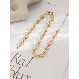 Gold Necklace for Women - Chunky 14K Gold Plated Chain Necklace Oval Link